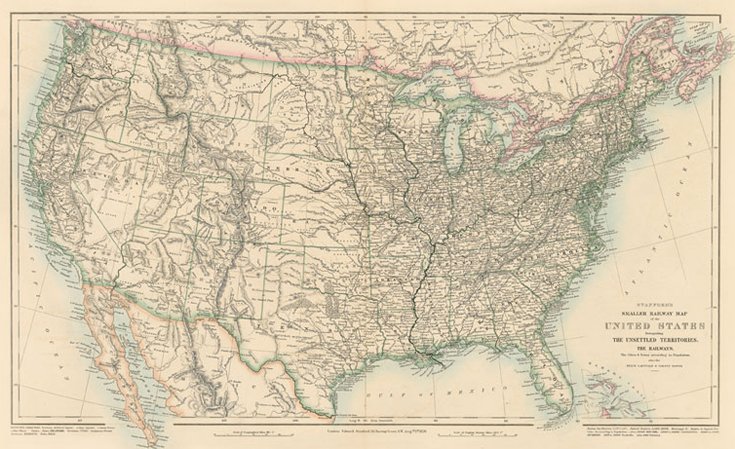 Stanford’s Folio Smaller Railway Map of the United States (1876)