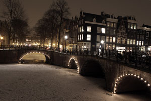 Frozen Amsterdam canal