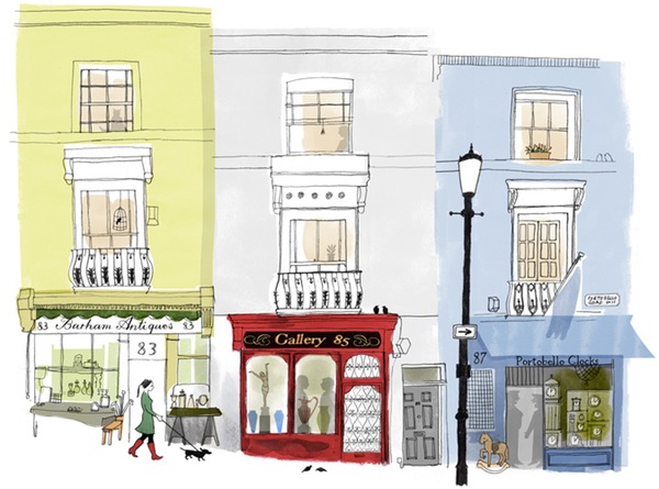 London - Portobello Road, Antique Shops Print