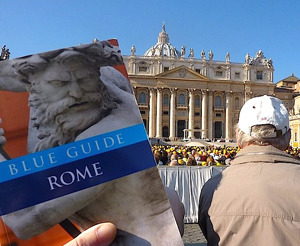 Papal audience in the open air, at the foot of the steps to St Peter’s.