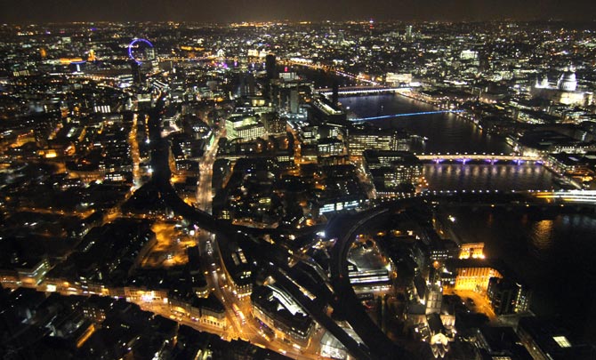 Shard: West towards St Paul's Cathedral and the London Eye