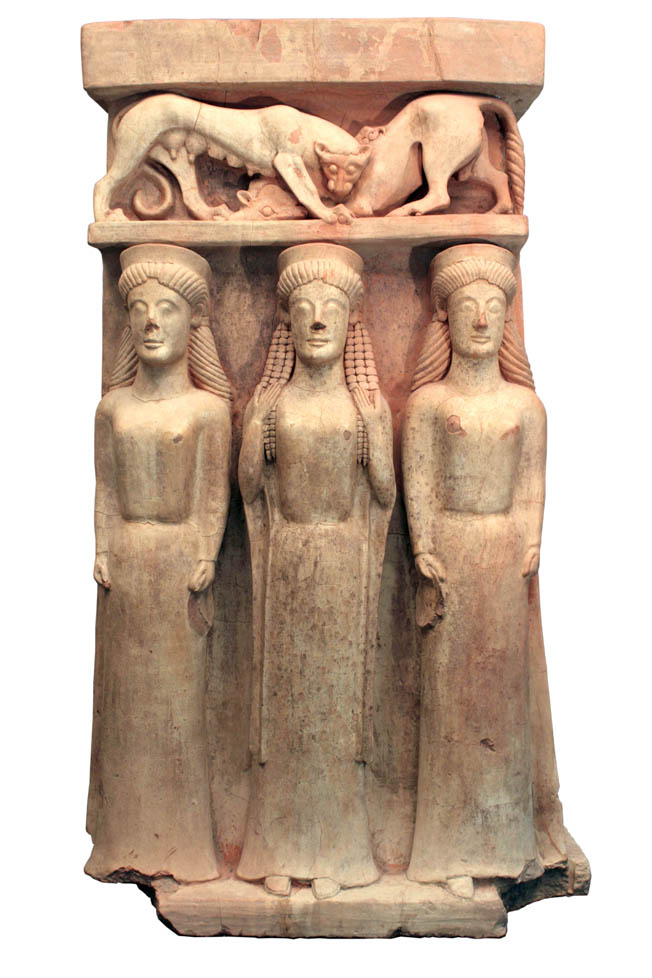Terracotta altar with three women