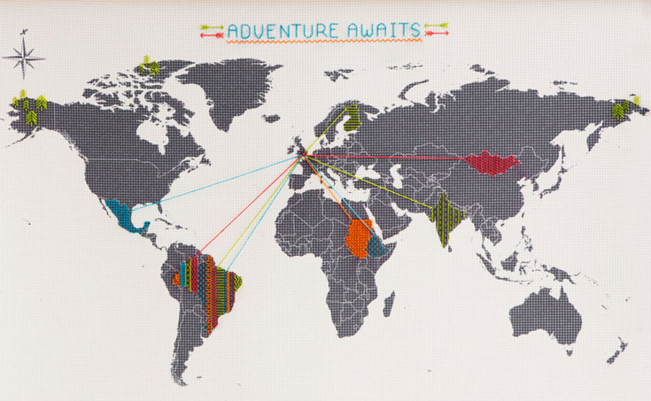 Mappy Monday- Sew your own way with this cross-stitch map of the world