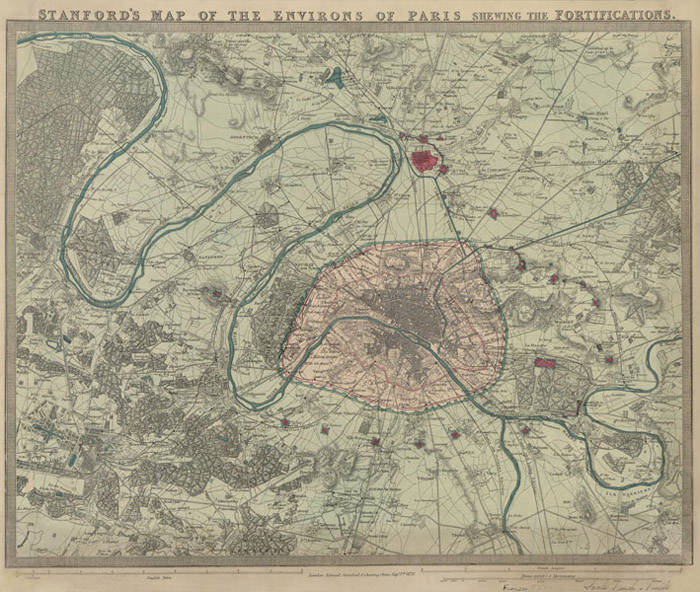 Stanford's Map of the Environs of Paris (1870)